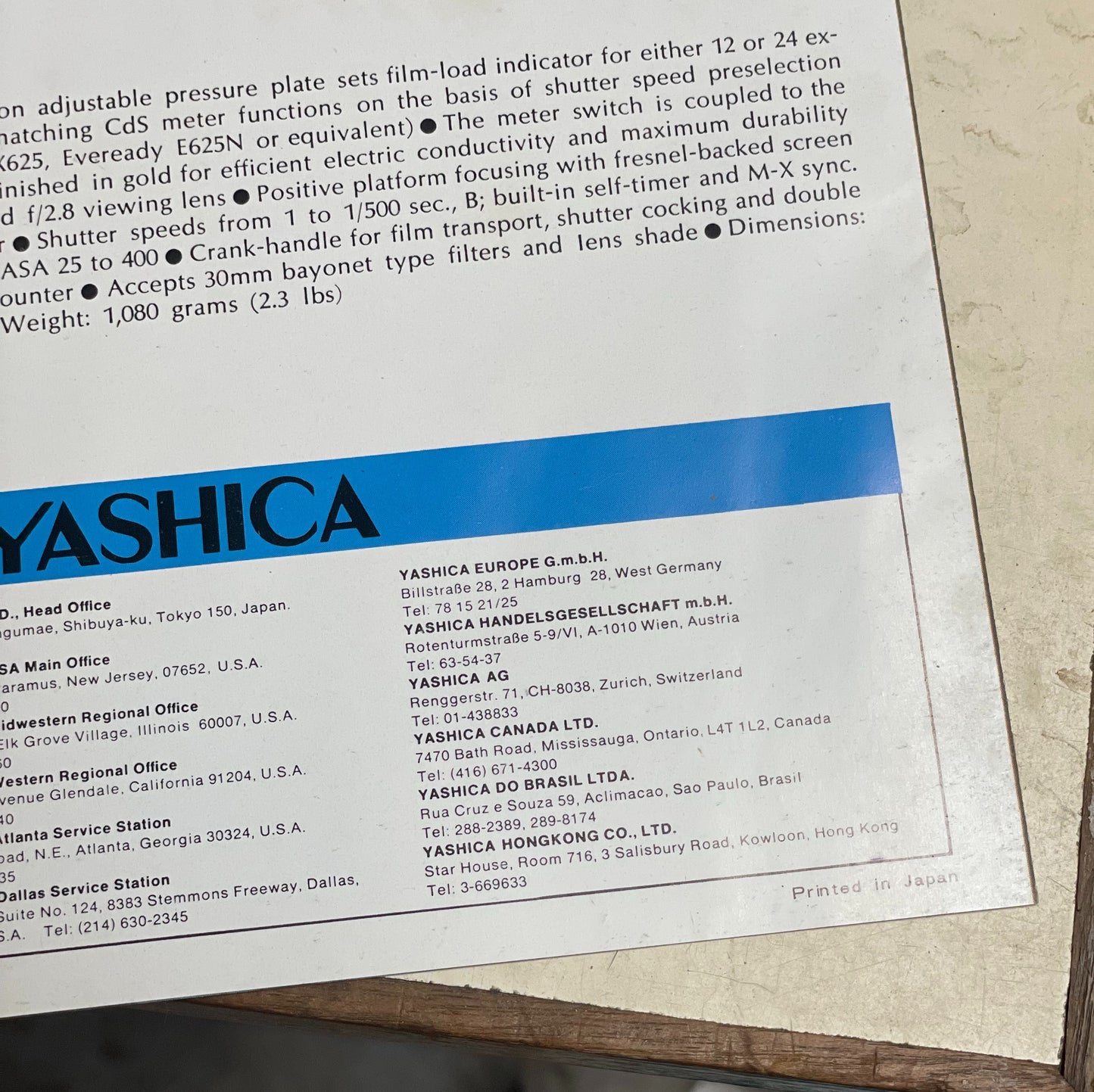YASHICA MAT-124G Catalog